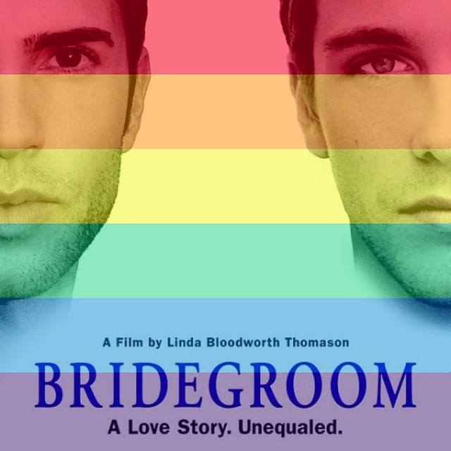 Bridegroom documentary movie poster with Tom Bridegroom and Shane Bitney Crone with rainbow stripes