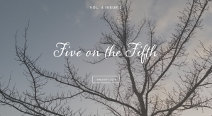 Screenshot of Five on the Fifth website and January 2019 issue with bare tree against the sky
